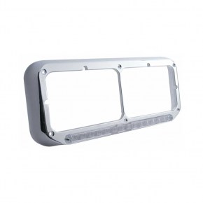 Dual Chrome Headlight Bezel with 14 Amber LEDs and Clear Lens