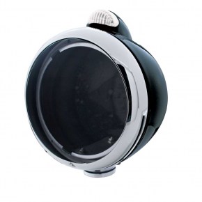 Black Guide 682-C Style Headlight Housing without Bulb and with Dual Mode LED Signal - Clear Lens
