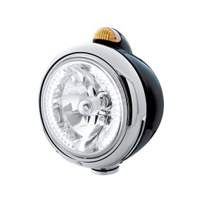 Headlight H4 Bulb w/ LED & Dual Function LED Turn Signal - Amber LED/Amber Lens