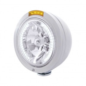 Bullet Classic Headlight H4 Bulb White LED & Turn Signal - Amber LED/Amber Lens