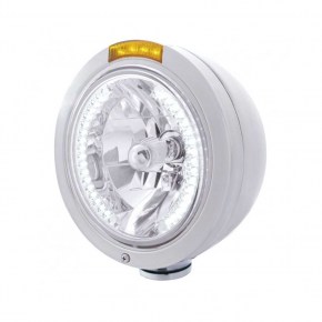Bullet Classic Headlight H4 Bulb White LED & Turn Signal - Amber LED/AmberLens