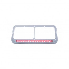 14 LED Rectangular Dual Headlight Bezel - Red LED/Clear Lens