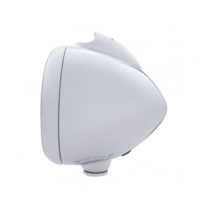 Chrome Guide Headlight Housing w/ LED Turn Signal - Amber LED/Clear Lens