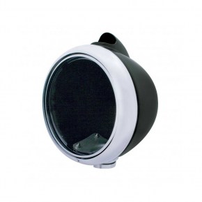 Black Guide Headlight Housing w/ LED Turn Signal - Amber LED/Amber Lens