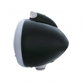 Black Guide Headlight Housing w/ LED Turn Signal - Amber LED/Clear Lens