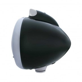 Black Guide Headlight 6014 Bulb Dual LED Turn Signal - Amber LED/Clear Lens