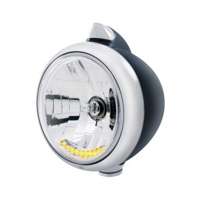 Headlight H4 Bulb w/ 10 LED Turn Signal (Original Style) - Amber LED/Clear Lens