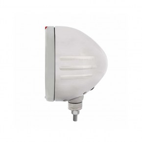 Embossed Stripe Headlight Housing w/ LED Turn Signal - Amber LED/Amber Lens