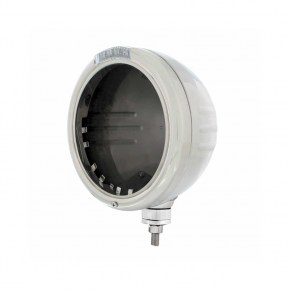 Embossed Stripe Headlight Housing w/ LED Turn Signal - Amber LED/Clear Lens