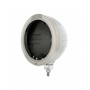Embossed Stripe Headlight Housing w/ LED Turn Signal - Amber LED/Clear Lens