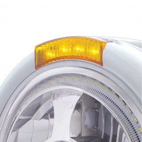Bullet Half Moon Headlight LED Projection Headlight w/ Turn Signal - Amber Lens - 304 Stainless Steel