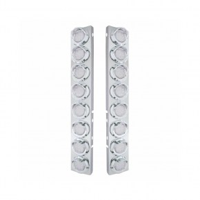 Peterbilt Front Air Cleaner Bracket with Lights and Visors - Amber LED/Clear Lens