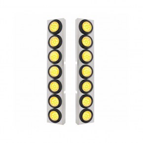 Kenworth Air Cleaner Bracket w/ 14 LED Lights & Grommets - Amber LED/Clear Lens