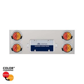 Rear Center Panel with 4 Red and Amber LED Double Fury Lights with Visors in Stainless Steel