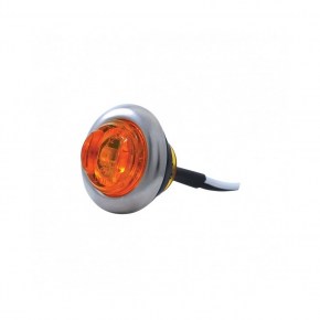 Peterbilt Stainless Front Air Cleaner Bracket w/ Twenty Two 2 LED Mini Lights & Stainless Bezels - Amber LED/Amber Lens