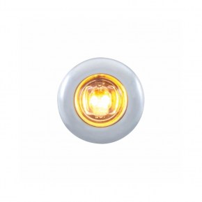 Peterbilt Stainless Front Air Cleaner Bracket w/ Twenty Two 2 LED Mini Lights & Stainless Bezels - Amber LED/Clear Lens