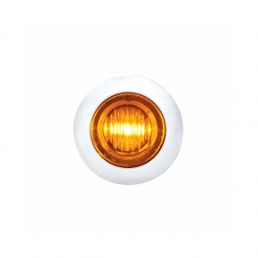 Peterbilt Stainless Front Air Cleaner Bracket w/ Twenty Two 3 LED Mini Lights & Stainless Bezels - Amber LED/Amber Lens