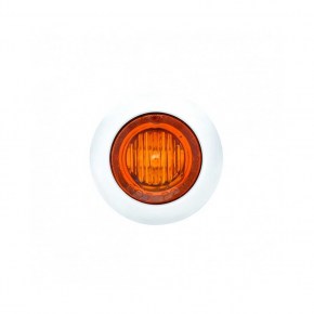 Peterbilt Stainless Front Air Cleaner Bracket w/ Twenty Two 3 LED Mini Lights & Stainless Bezels - Amber LED/Amber Lens