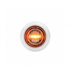 Peterbilt Stainless Front Air Cleaner Bracket w/ Twenty Two 3 LED Mini Lights & Stainless Bezels - Amber LED/Clear Lens