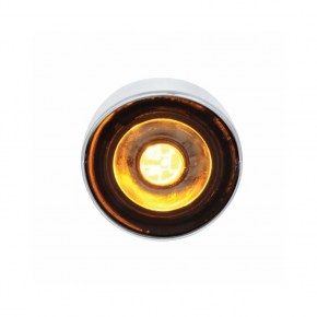 Peterbilt Stainless Front Air Cleaner Bracket w/ Twenty Two 3 LED Mini Lights & Visors - Amber LED/Clear Lens