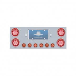 Rear Stainless Center Panel w/ 7 LED Lights & Visors - Red LED/Red Lens