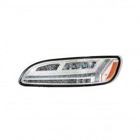 6 LED Headlight for Peterbilt 382, 384, 386, 387 - Chrome - Driver