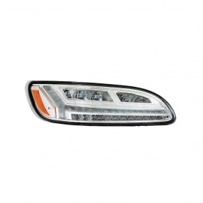 6 LED Headlight for Peterbilt 382, 384, 386, 387 - Chrome - Passenger