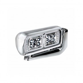 10 High Power LED Chrome Projection Headlight Assembly with Mounting Arm - Passenger Side