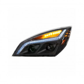LED Projection Headlight w/ LED Position Light for 2018+ Freightliner Cascadia - Blackout - Driver