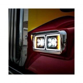 All LED Dual Function Blackout Headlight for Peterbilt, Kenworth, Freightliner, Western Star - Passenger