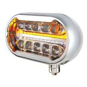 Full LED Projector Headlight with Stainless Steel Peterbilt 359 Style Housing - Passenger
