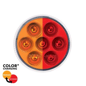 7 Amber and Red 2 Inch Round Double Fury Clearance Marker LED Light with Clear Lens