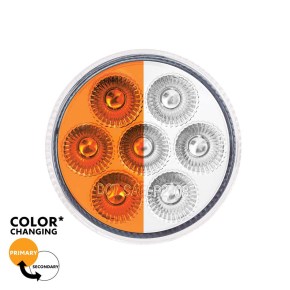 7 Amber and White 2 Inch Round Double Fury Clearance Marker LED Light with Clear Lens