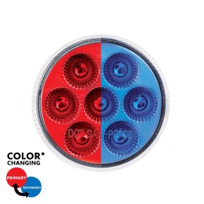 7 Red and Blue 2 Inch Round Double Fury Clearance Marker LED Light with Clear Lens