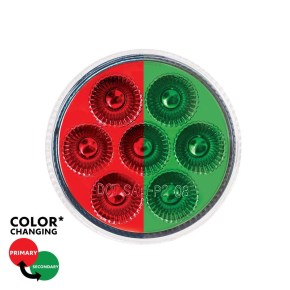7 Red and Green 2 Inch Round Double Fury Clearance Marker LED Light with Clear Lens