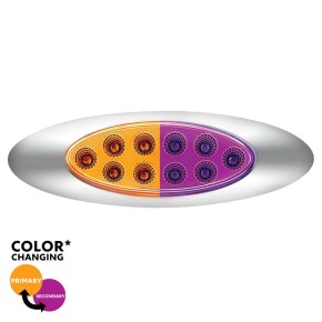 10 Amber and Purple Oval Double Fury Clearance Marker LED Light with Chrome Bezel and Clear Lens