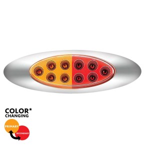 10 Amber and Red Oval Double Fury Clearance Marker LED Light with Chrome Bezel and Clear Lens