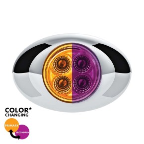 4 Amber and Purple Mini Watermelon Double Fury Clearance Marker LED Light with Chrome Bezel and Clear Lens