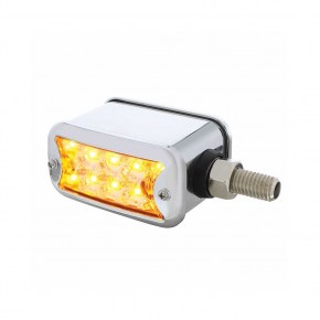 10 LED Dual Function Straight Mount Light w/ Bezel - Amber & Red LED/Clear Lens