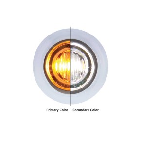 3 Amber and White LED 3/4 Inch Round Double Fury Dual Color Mini Clearance Marker Light