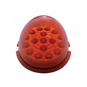 17 LED Watermelon Clear Reflector Flush Mount Kit w/ Visor - Red LED/Red Lens