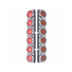 Peterbilt Rear Air Cleaner Bracket w/ 12 Flat LED Lights & Bezel - Red LED/Red Lens