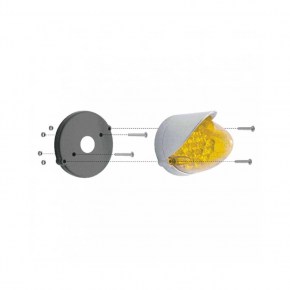 19 LED Beehive Grakon 1000 Flush Mount Kit w/ Visor - Amber LED/Clear Lens