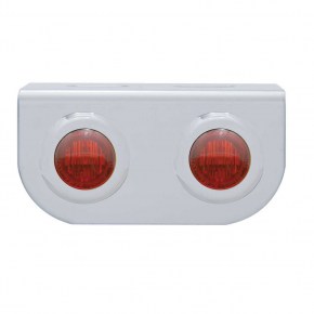 Stainless Light Bracket w/ Two 3 LED Mini Lights - Red LED/Red Lens