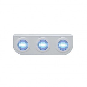 Stainless Light Bracket w/ Three 3 LED Mini Lights - Blue LED/Clear Lens