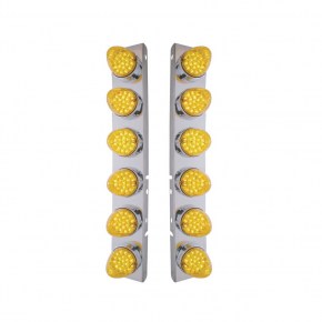 Peterbilt Stainless Bracket Twelve 19 LED Reflector - Amber LED/Amber Lens