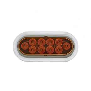 10 LED Oval Turn Signal Light w/ Bezel (Flange Mount) - Amber LED/Amber Lens