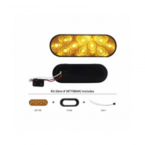 10 LED Oval Turn Signal Light Kit - Amber LED/Amber Lens