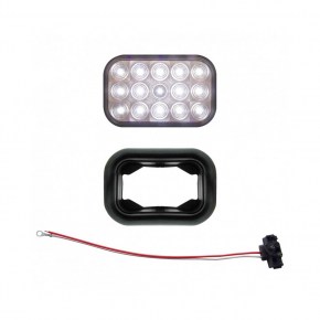 15 LED Rectangular Auxiliary/Utility Light Kit - White LED/Clear Lens
