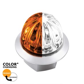 4 Amber and White Mini Watermelon Double Fury Clearance Marker LED Light with Clear Lens